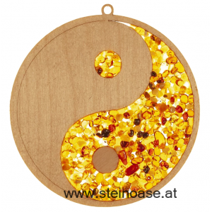 Fensterbild Suncatcher Bernstein - YIN YANG Ø 11cm